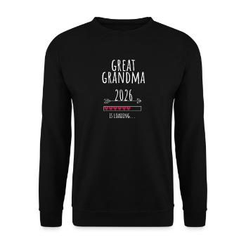 Verkündung Schwangerschaft Great Grandma to be - Unisex Pullover - Schwarz - Vorne - Alina (178cm) & Michal (187cm)