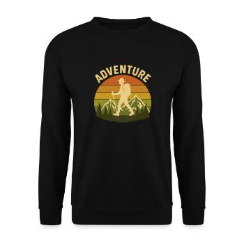 Wandern Wanderer Retro - Unisex Pullover - Schwarz - Vorne - Alina (178cm) & Michal (187cm)