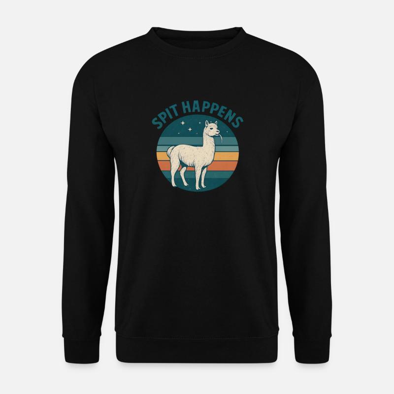 Spit Happens Witziges Alpaka - Unisex Pullover - Schwarz