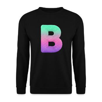 Letter B with fur and pastel gradient - Unisex Sweatshirt - black - Front - Alina (178cm) & Michal (187cm)
