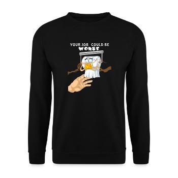 Toilet Roll Emergency your job could be worse  - Unisex Sweatshirt - black - Front - Alina (178cm) & Michal (187cm)