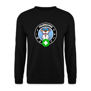 Apotheker Humor Geschenkidee Arzt - Unisex Pullover - Schwarz - Vorne - Alina (178cm) & Michal (187cm)