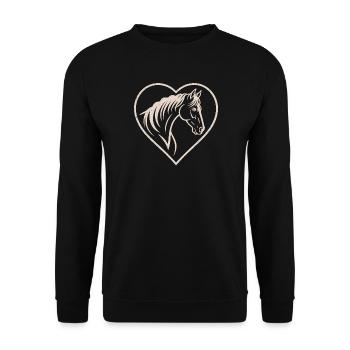 Silhouette de cœur et de cheval - Sweat-shirt Unisexe - noir - Devant - Alina (178cm) & Michal (187cm)