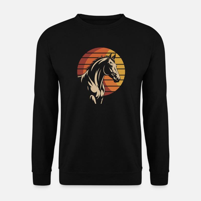 Elegantes Pferdedesign im Sonnenuntergangsstil - Unisex Pullover - Schwarz