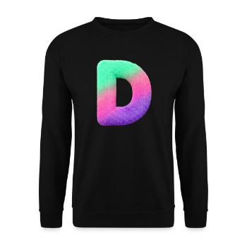 D - Letter in fur look and color gradient - Unisex Sweatshirt - black - Front - Alina (178cm) & Michal (187cm)