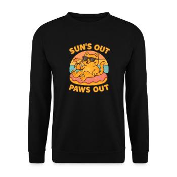 Sommer Katze - Unisex Pullover - Schwarz - Vorne - Alina (178cm) & Michal (187cm)