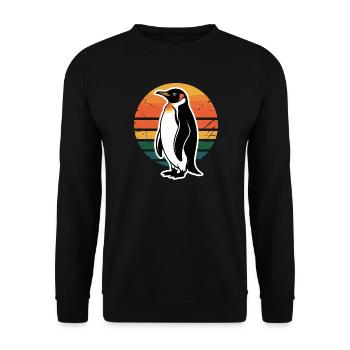 Penguin silhouette with sunset - Unisex Sweatshirt - black - Front - Alina (178cm) & Michal (187cm)