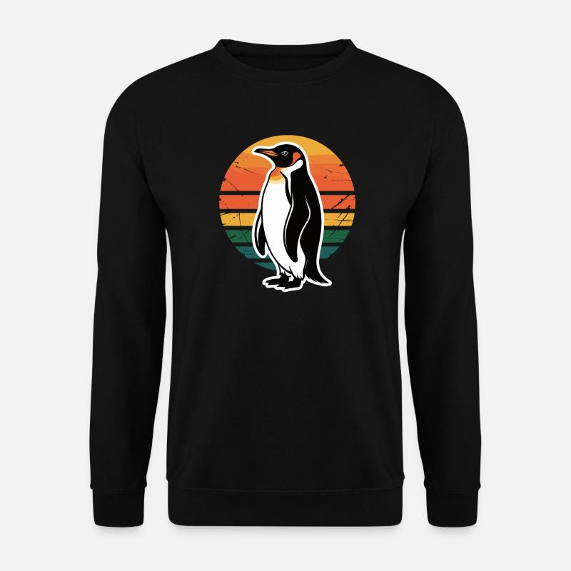 Pinguin Silhouette mit Sonnenuntergang - Unisex Pullover - Schwarz