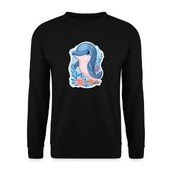 Dolphin - Unisex Sweatshirt - black - Front - Alina (178cm) & Michal (187cm)