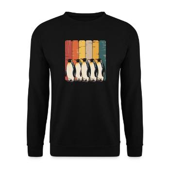 Farbenfrohe Pinguin-Kollektion - Unisex Pullover - Schwarz - Vorne - Alina (178cm) & Michal (187cm)