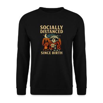 Nachtmütze Waschbär mit Tasse - Unisex Pullover - Schwarz - Vorne - Alina (178cm) & Michal (187cm)