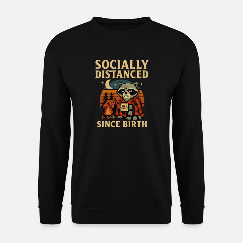 Nachtmütze Waschbär mit Tasse - Unisex Pullover - Schwarz