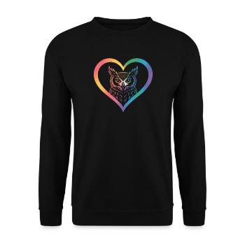 Rainbow Owl Heart Design - Unisex Sweatshirt - black - Front - Alina (178cm) & Michal (187cm)