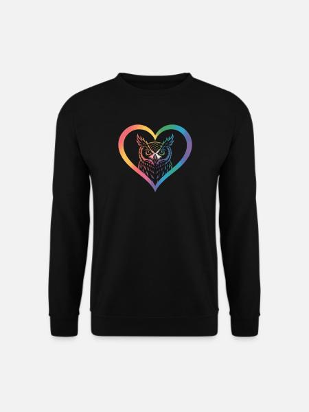 Rainbow Owl Heart Design - Unisex Sweatshirt - black