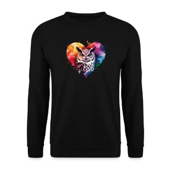 Fern hawk in colorful watercolor heart - Unisex Sweatshirt - black - Front - Alina (178cm) & Michal (187cm)