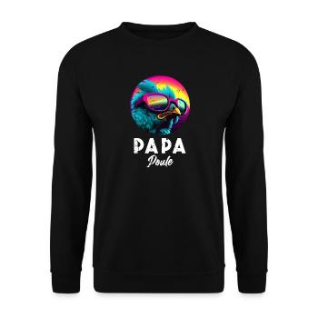 Papa Poule Humour and Tenderness for the Super Papa - Unisex Sweatshirt - black - Front - Alina (178cm) & Michal (187cm)