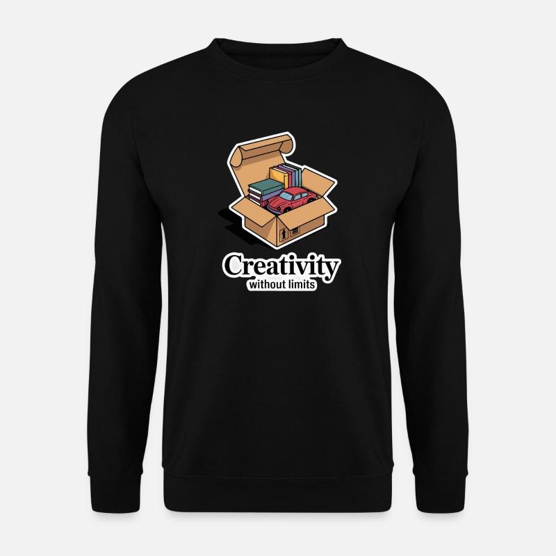 Bücher und Auto im Kartondesign - Unisex Pullover - Schwarz