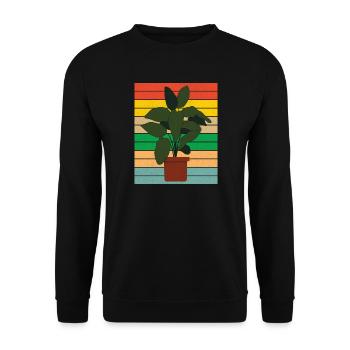 Potted houseplant flat retro - Unisex Pullover - Schwarz - Vorne - Alina (178cm) & Michal (187cm)