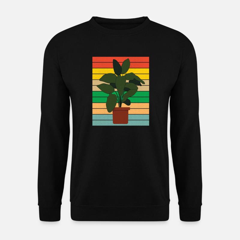 Potted houseplant flat retro - Unisex Pullover - Schwarz