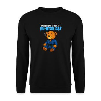 Weck mich auf, wenn Jiu-Jitsu-Tag ist - BJJ Humor - Unisex Pullover - Schwarz - Vorne - Alina (178cm) & Michal (187cm)