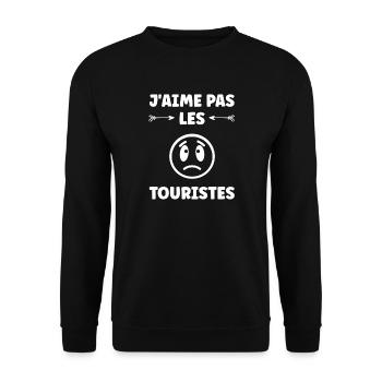 Ich mag keine Touristen-Design - Unisex Pullover - Schwarz - Vorne - Alina (178cm) & Michal (187cm)