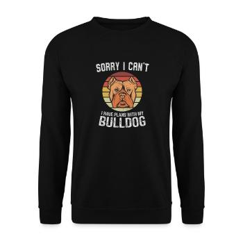 Humorvolle Bulldogge Zitat Illustration - Unisex Pullover - Schwarz - Vorne - Alina (178cm) & Michal (187cm)