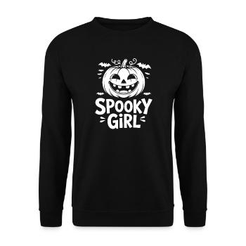 Gruselige Kürbismaske für Halloween - Unisex Pullover - Schwarz - Vorne - Alina (178cm) & Michal (187cm)