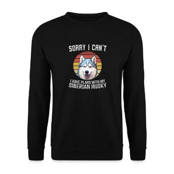Siberian Husky Faux Vintage Design - Unisex Pullover - Schwarz - Vorne - Alina (178cm) & Michal (187cm)