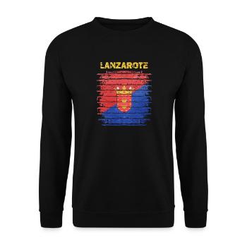 Lanzarote flag design with wave pattern - Unisex Sweatshirt - black - Front - Alina (178cm) & Michal (187cm)