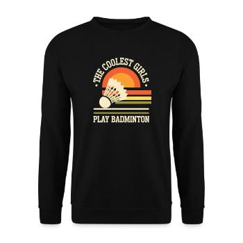 The Coolest Girl Badminton Design - Unisex Pullover - Schwarz - Vorne - Alina (178cm) & Michal (187cm)