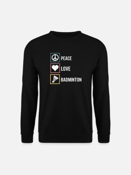 Badminton with Peace Love lettering - Unisex Sweatshirt - black