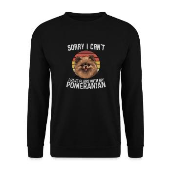Pomeranian Sorry I Can't Design - Unisex Pullover - Schwarz - Vorne - Alina (178cm) & Michal (187cm)