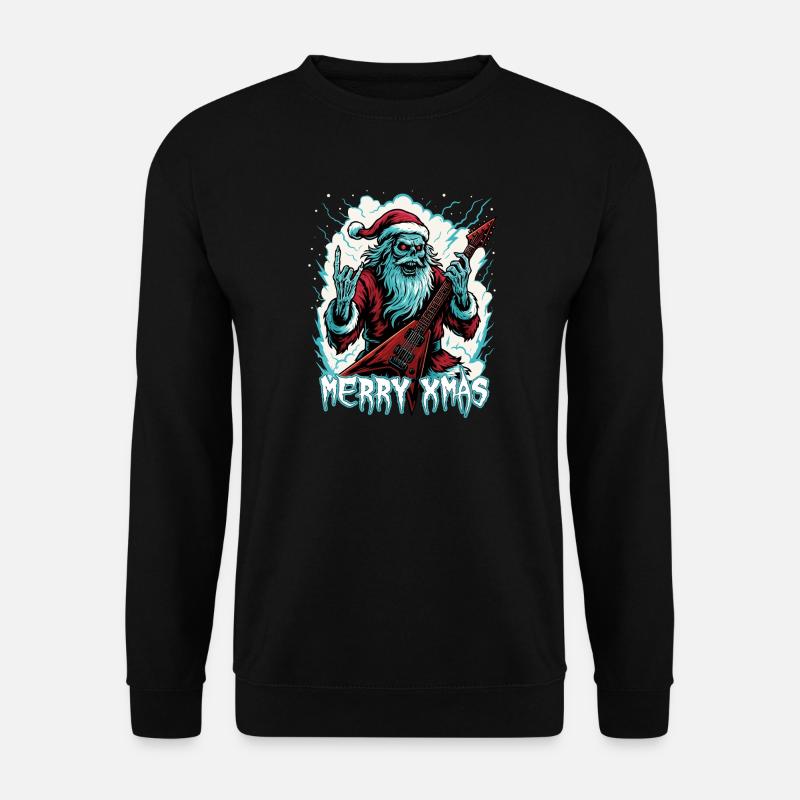 Santa Doom mit E-Gitarre - Unisex Pullover - Schwarz