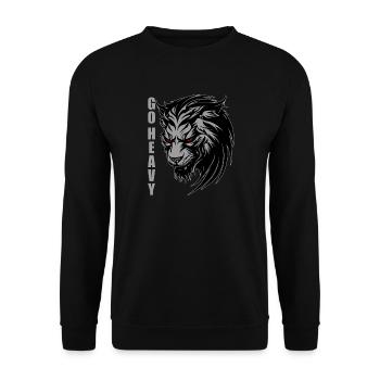 Fitness Löwe – Go Heavy Gym - Bodybuilding - Unisex Pullover - Schwarz - Vorne - Alina (178cm) & Michal (187cm)