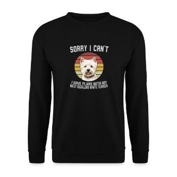 Tut mir leid, ich kann nicht West Highland White Terrier - Unisex Pullover - Schwarz - Vorne - Alina (178cm) & Michal (187cm)