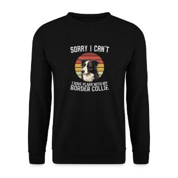 Border Collie Humour Design Rétro - Sweat-shirt Unisexe - noir - Devant - Alina (178cm) & Michal (187cm)