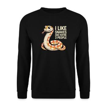 I Like Snakes – Lustiges Schlangenmotiv - Unisex Pullover - Schwarz - Vorne - Alina (178cm) & Michal (187cm)