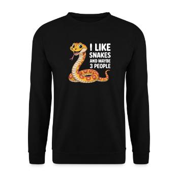 I Like Snakes – Funny Snake Motif - Unisex Sweatshirt - black - Front - Alina (178cm) & Michal (187cm)