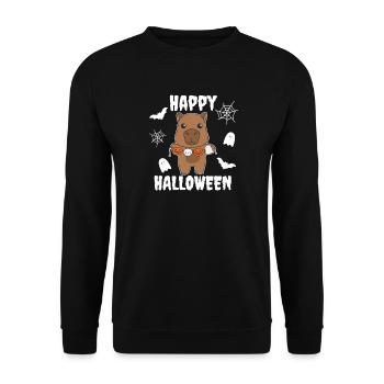 Capybara Happy Halloween Pumpkin Ghost Costume - Unisex Sweatshirt - black - Front - Alina (178cm) & Michal (187cm)