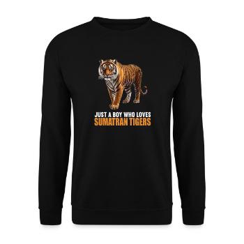Sumatra-Tiger - Unisex Pullover - Schwarz - Vorne - Alina (178cm) & Michal (187cm)
