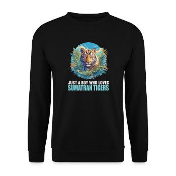 Sumatra-Tiger - Unisex Pullover - Schwarz - Vorne - Alina (178cm) & Michal (187cm)