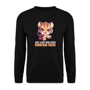 Sumatra-Tiger - Unisex Pullover - Schwarz - Vorne - Alina (178cm) & Michal (187cm)