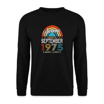 Septembre 1975 Vintage Vintage Rétro Anniversaire - Sweat-shirt Unisexe - noir - Devant - Alina (178cm) & Michal (187cm)