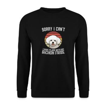 Désolé, je ne peux pas Bichon frisé Chemise - Sweat-shirt Unisexe - noir - Devant - Alina (178cm) & Michal (187cm)