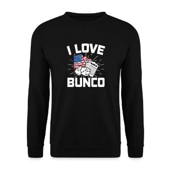 USA Flagge Bunco Spielen Würfelspieler Geschenk - Unisex Pullover - Schwarz - Vorne - Alina (178cm) & Michal (187cm)
