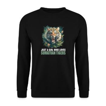 Sumatra-Tiger - Unisex Pullover - Schwarz - Vorne - Alina (178cm) & Michal (187cm)