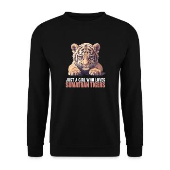 Sumatra-Tiger - Unisex Pullover - Schwarz - Vorne - Alina (178cm) & Michal (187cm)