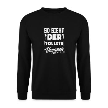 Attention I'm Vegan Funny Vegan Gift - Unisex Sweatshirt - black - Front - Alina (178cm) & Michal (187cm)