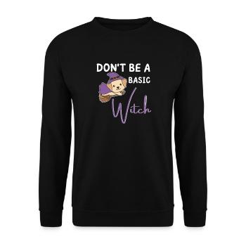 Labrador Halloween Hexen don't be a basic witch - Unisex Pullover - Schwarz - Vorne - Alina (178cm) & Michal (187cm)