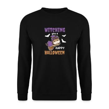 Pferd Hexe Witching you a Happy Halloween - Unisex Pullover - Schwarz - Vorne - Alina (178cm) & Michal (187cm)